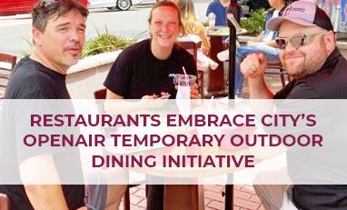 people eating outside