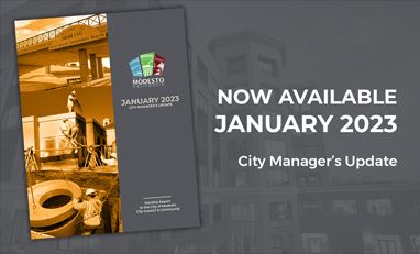 City Manager's Monthly Report Cover with photos of staff working